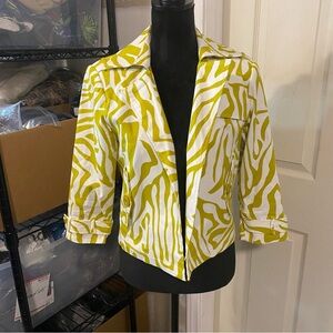 Transitions Jacket Woman’s Medium Cropped Zebra open Coat Spandex lined Pockets